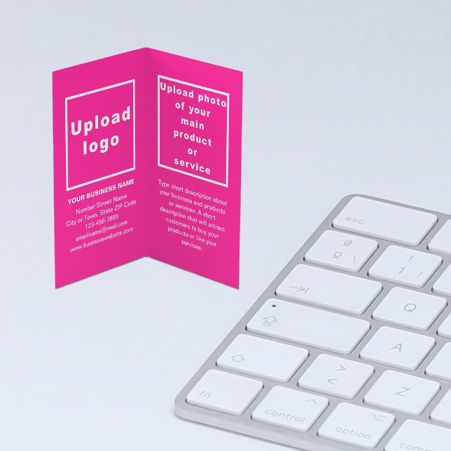 Brand and Product on Pink Folded Business Card (Pink folded business card with your brand and product)