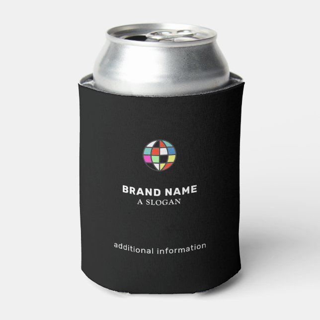 brand business name promo black can cooler (Can Front)