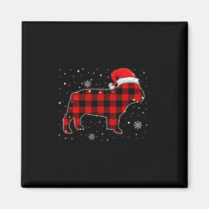 Brand For 50 Christmas Buffalo Plaid Bulldog Magnet