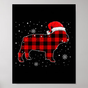 Brand For 50 Christmas Buffalo Plaid Bulldog Poster