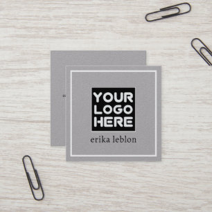Brand logo / name on the front grey square business card