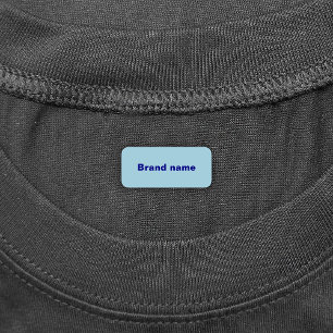 Brand Name On Light Blue Rectangle Clothing Labels
