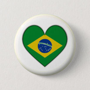 BRAND NEW!! - BRAZIL HEART PIN BACK BADGE