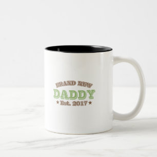 Brand New Daddy Est. 2017 (Green) Two-Tone Coffee Mug