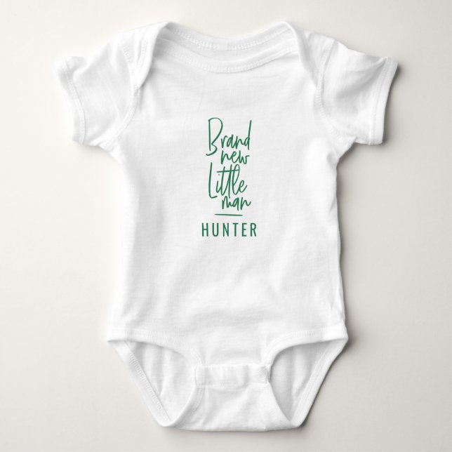 Brand new little man hand drawn baby boy baby bodysuit (Front)
