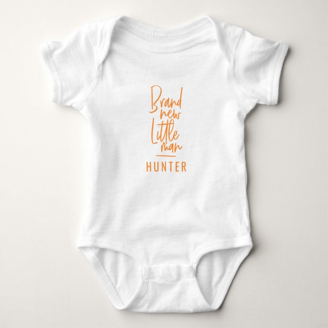 Brand new little man hand drawn baby boy baby bodysuit (Front)