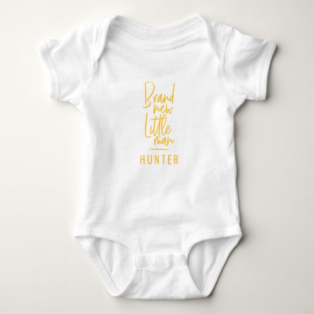 Brand new little man hand drawn baby boy bodysuit (Front)