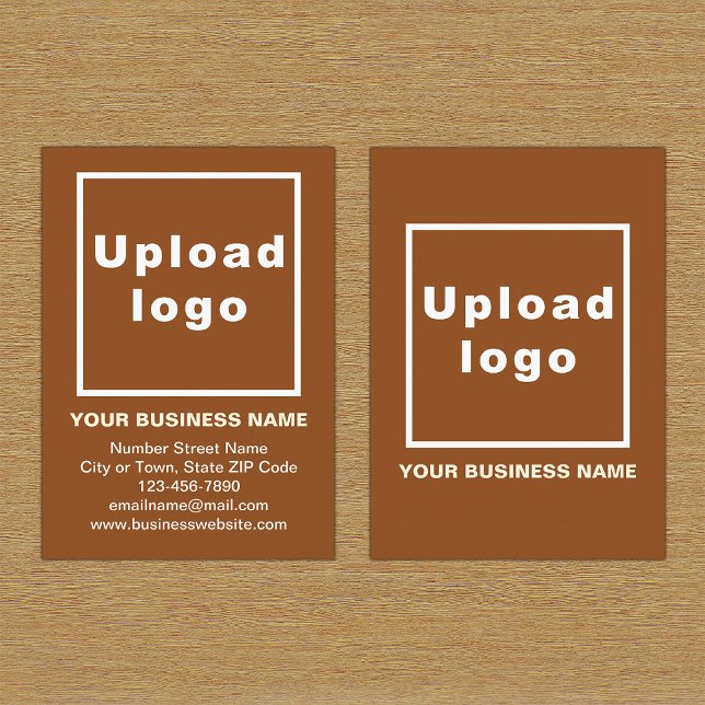 Brand on Brown Portrait Business Card (Front and back of the brown business card with your brand)
