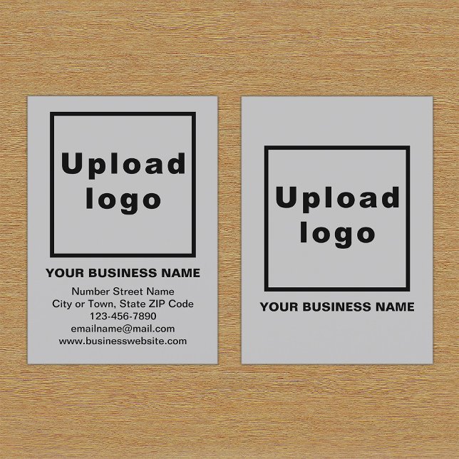 Brand on Grey Portrait Business Card (Front and back of the gray business card with your brand)