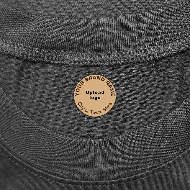 Brand on Small Light Brown Circle Clothing Label (Small light brown round clothing label with your business brand)