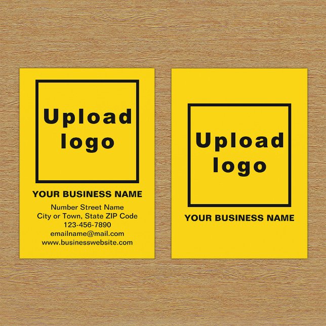 Brand on Yellow Portrait Business Card (Front and back of the yellow business card with your brand)