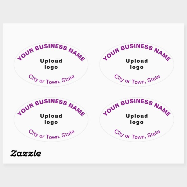 Brand Oval Pattern Purple Texts on White Sticker (Sheet)