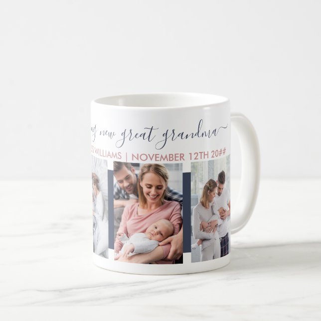 Brand Sparkling New Great Grandma 4 Photo Custom Coffee Mug (Front Right)