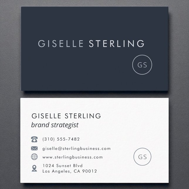 Brand Strategist Navy Blue Modern Luxury Business Card (Creator Uploaded)