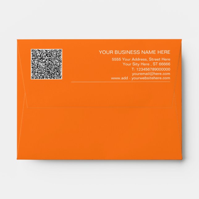 Branded Address Info QR Code Envelopes Example (Back (Top Flap))