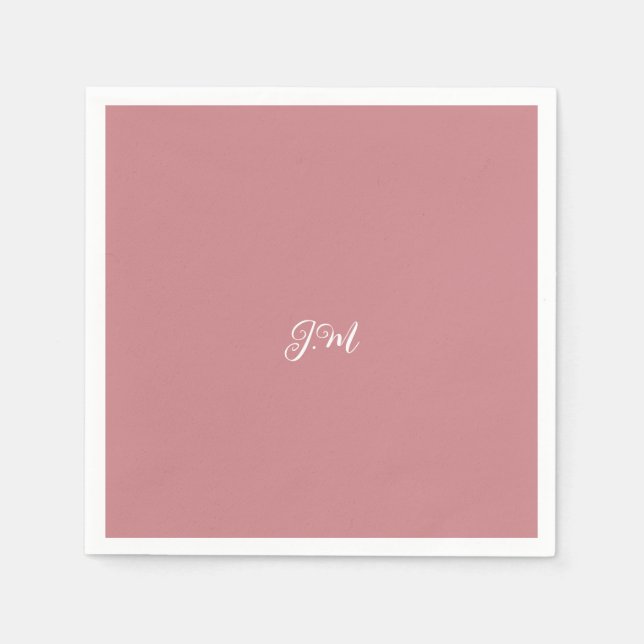 Branded apricot solid colour pastel initials name napkin (Front)
