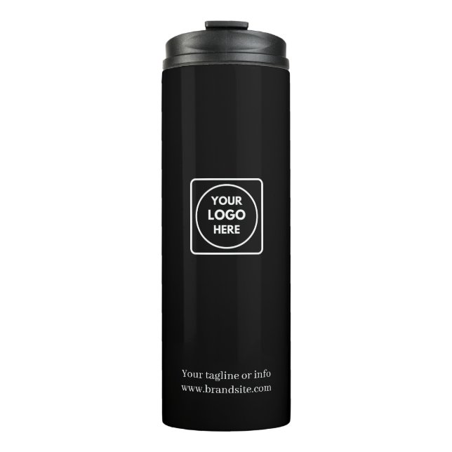 Branded Black Custom Corporate Business Logo Thermal Tumbler (Front)