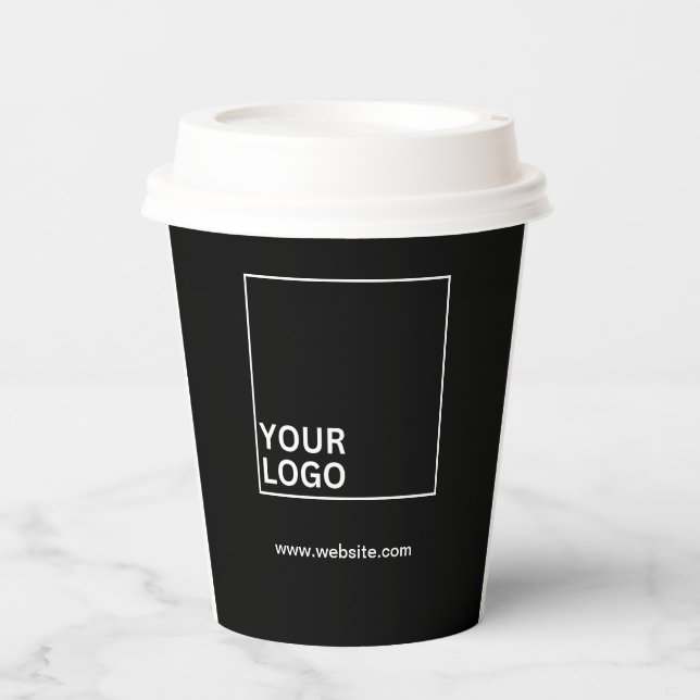 Branded Black Paper Coffee Cup (Front)