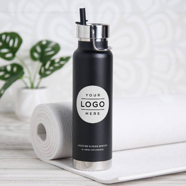 Branded Black White Circle Logo Water Bottle (Yoga)