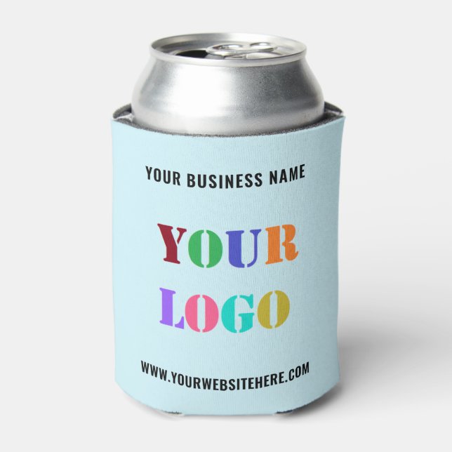 Branded Business Logo and Text Can Cooler Example (Can Front)