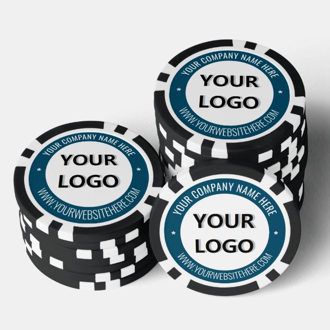 Branded Business Logo and Text Poker Chips Example (Stack)