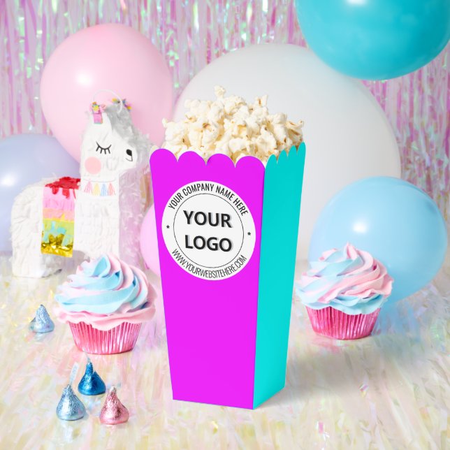 Branded Business Logo and Text Popcorn Box Example (Party)