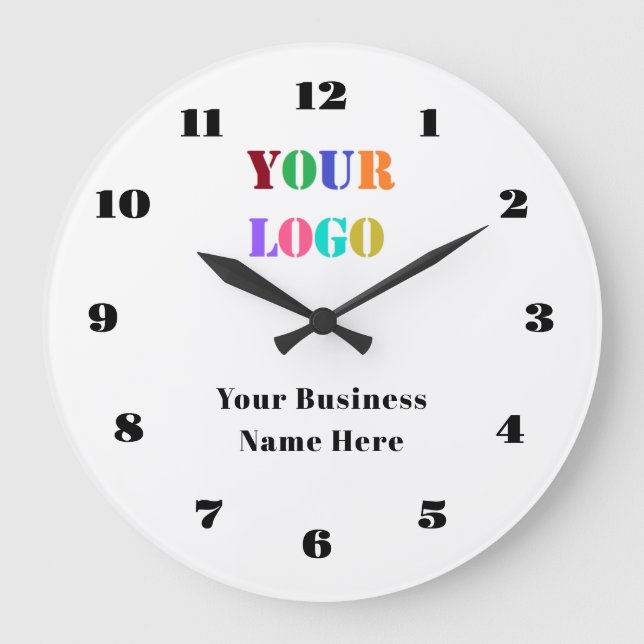 Branded Business Logo and Text Wall Clock Template (Front)