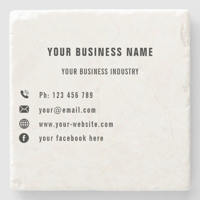 Branded Business Promotion Marble Coaster Example (Front)