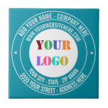 Branded Business Promotional Ceramic Tile Example<br><div class="desc">Custom Colors and Fonts - Design Your Own Personalized Ceramic Tiles with Company Logo and Name Address Website or Custom Text Branded Promotional Business Tile / Accessories / Corporate Gifts - Add Your Logo - Image - Photo or QR Code / and Name - Company / Address / Website or...</div>