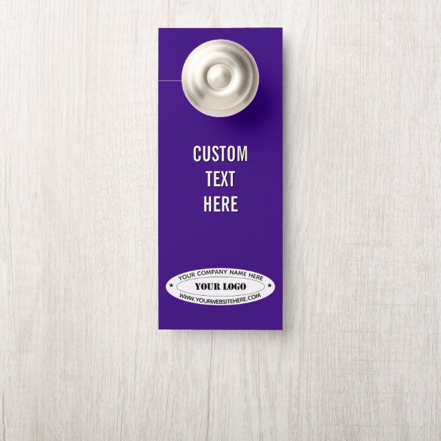 Branded Company Logo and Text Door Hanger Example (On Knob)