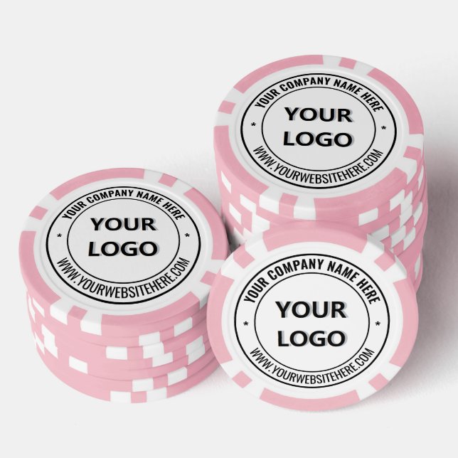 Branded Company Logo and Text Poker Chips Example (Stack)