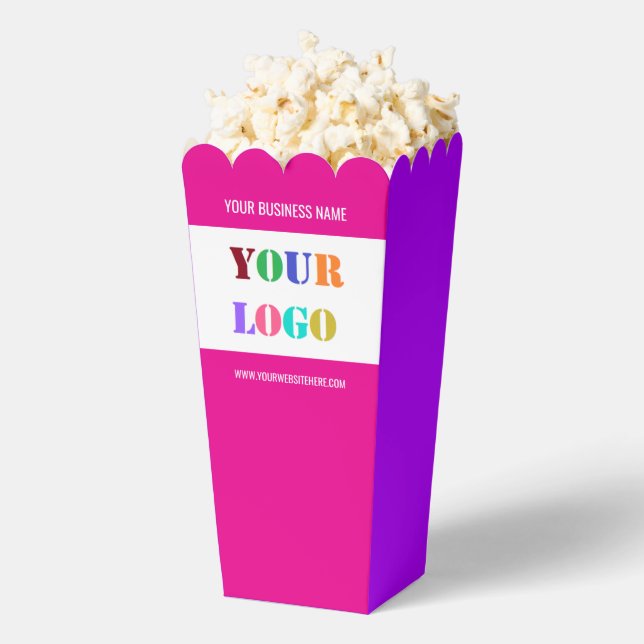 Branded Company Logo Business Popcorn Box Example (Popped)