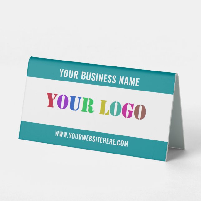 Branded Company Logo Name Table Tent Sign Example (Back)