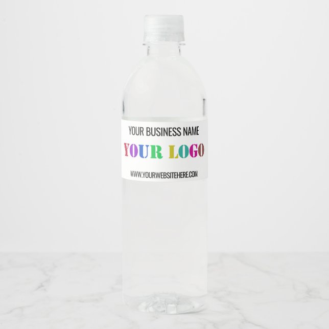 Branded Company Logo Text Bottle Labels Example (Front)