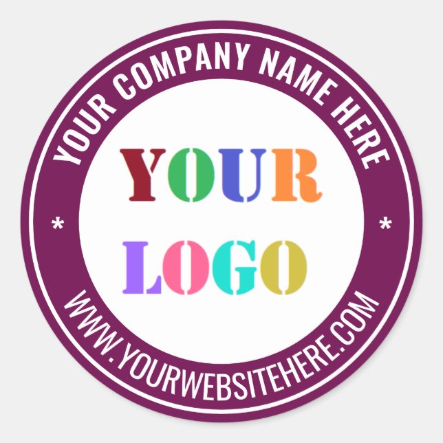 Branded Company Logo Text Round Sticker Template (Front)