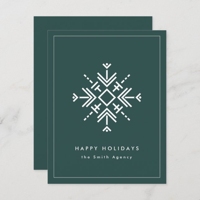 Branded Corporate Modern Snowflake Holiday Card (Front/Back)