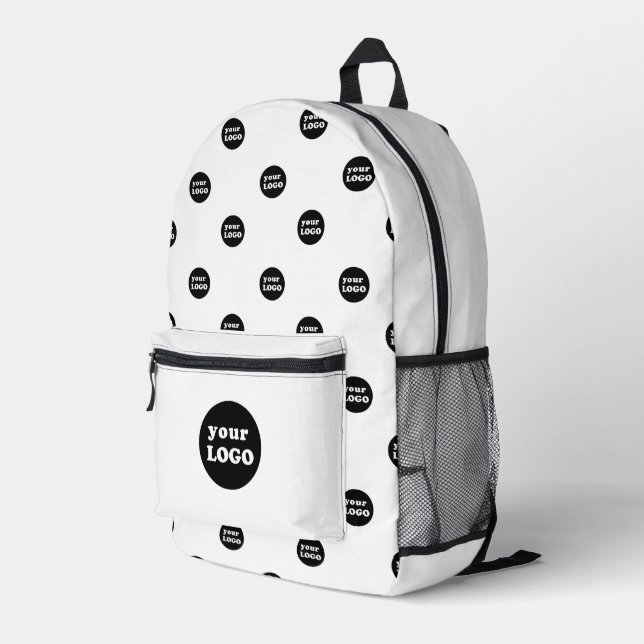 Branded Custom Business Logo Pattern White Printed Backpack (Back Corner Right)