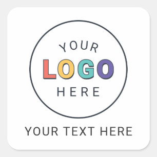Branded Custom Logo and Text Business Square Sticker