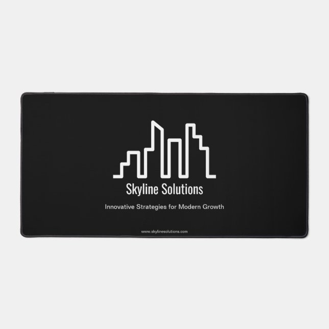 Branded Dark Black and White Professional Desk Mat (Front)