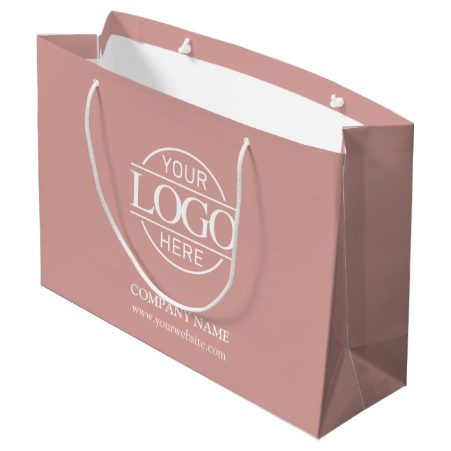Branded Dusty Rose Business Logo Promotional Large Gift Bag (Back Angled)