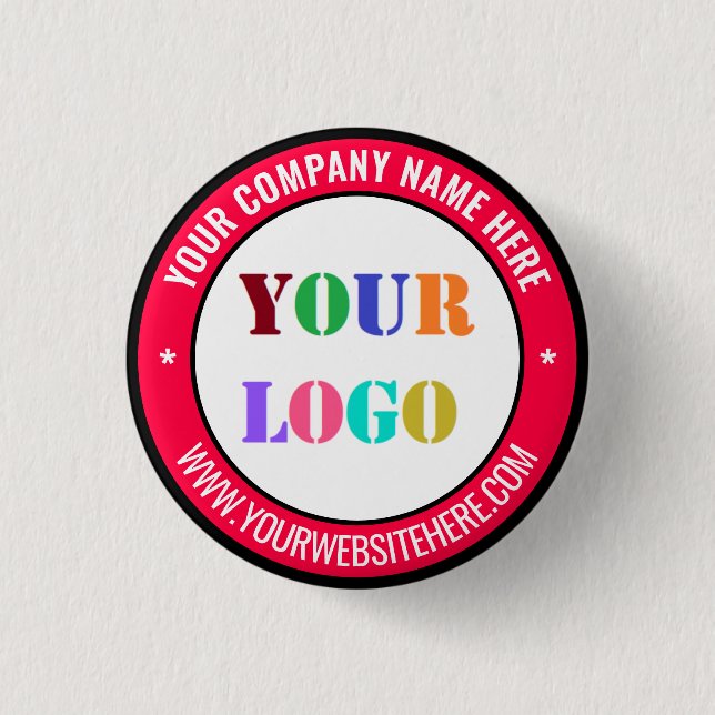 Branded Logo and Text Promotional Button Example (Front)