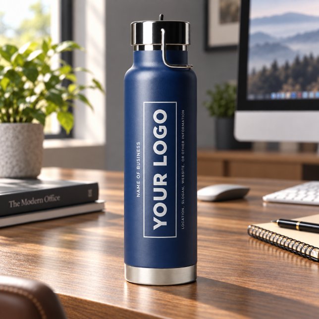 Branded Navy Vertical Logo Hydration Water Bottle (Creator Uploaded)