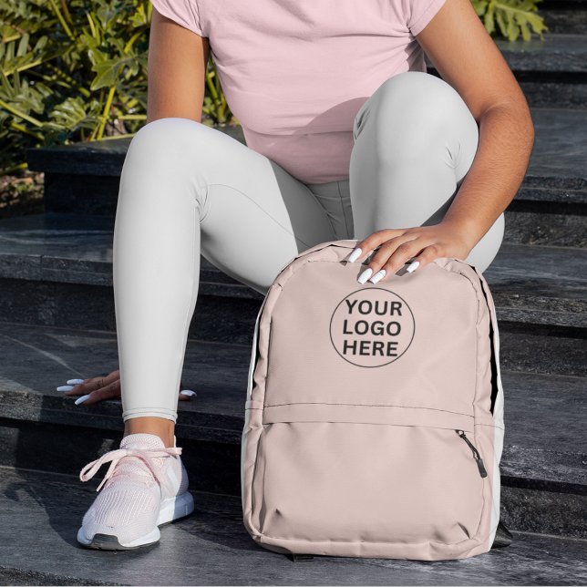 Branded Promotional Blush Pink Business Logo Printed Backpack (Creator Uploaded)