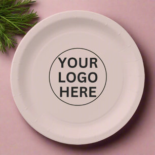 Branded Promotional Business Logo Blush Pink Paper Plate