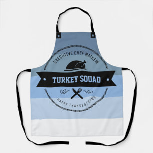 Branded Turkey Squad Ombre Blue Stripe Hipster Apron
