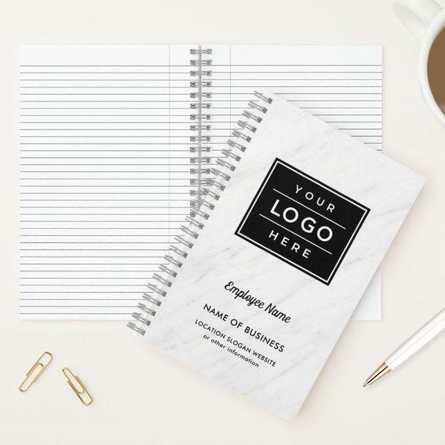Branded White Marble Business Logo Notebook (Creator Uploaded)