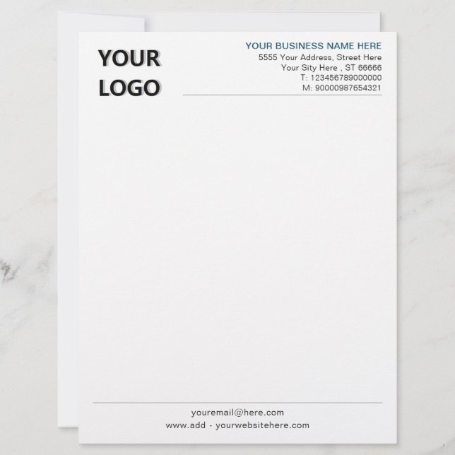 Branded Your Business Letterhead Example with Logo (Front)