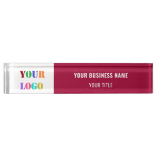 Branded Your Business Logo Desk Name Plate Example
