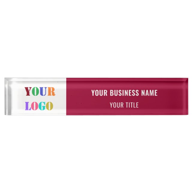 Branded Your Business Logo Desk Name Plate Example (Front)