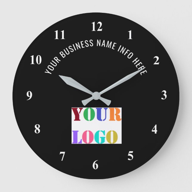 Branded Your Company Logo and Text Clock Example (Front)